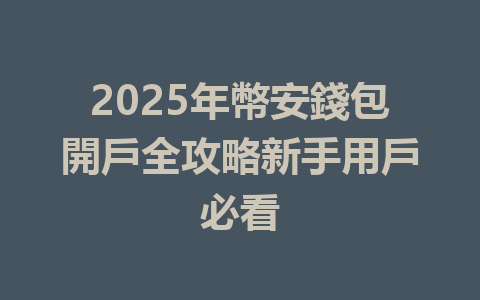 2025年幣安錢包開戶全攻略新手用戶必看 一