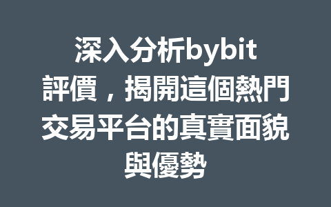 深入分析bybit評價，揭開這個熱門交易平台的真實面貌與優勢 一