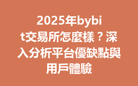2025年bybit交易所怎麼樣?深入分析平台優缺點與用戶體驗 一